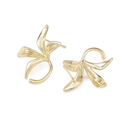 Flower Brass Stud Earring Findings KK-F921-01G-1