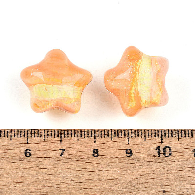 Gradient Color Transparent Hand-drawed Acrylic Beads TACR-P012-01B-06-1