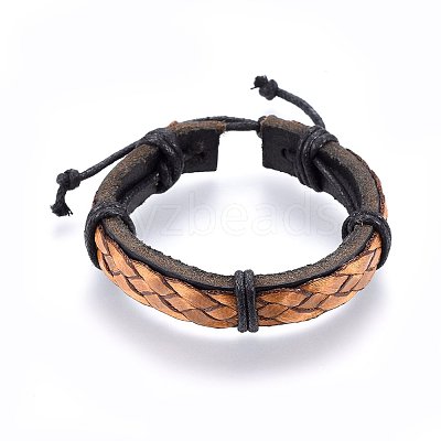 Braided Leather Cord Bracelets BJEW-F347-12-1