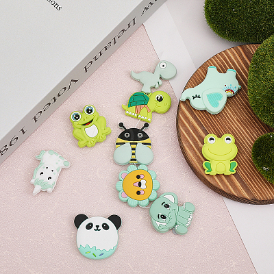 10Pcs 10 Styles Silicone Focal Beads SIL-CA0002-22-1
