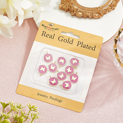 10Pcs Brass Enamel Pendants KK-BBC0020-43-1