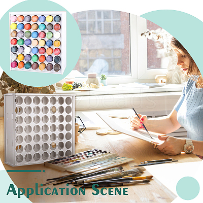 49-Hole Plastic Paint Organizer Stands ODIS-WH0038-132-1