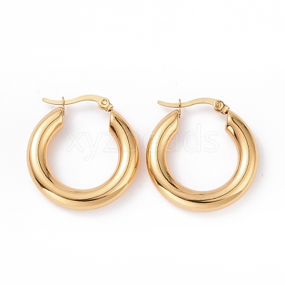 Iron Plating(IP) 304 Stainless Steel Chunky Hoop Earrings for Women EJEW-G298-09G-1