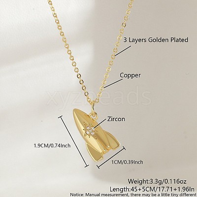 Ocean Summer Brass Pave Clear Cubic Zirconia Pendant Necklaces FS-WG8D1A7-23-1