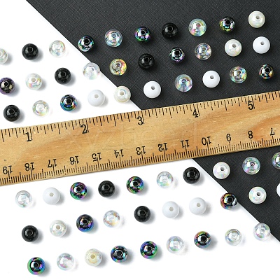 350Pcs 7 Colors Transparent & Opaque Acrylic Beads MACR-FS0001-82-1