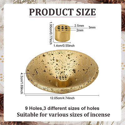 Cement & Brass Incense Burners Holder AJEW-WH0596-609-1