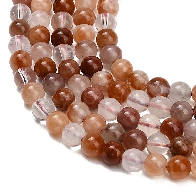 Natural Red Hematoid Quartz Beads Strands G-G475-A01-6mm-1