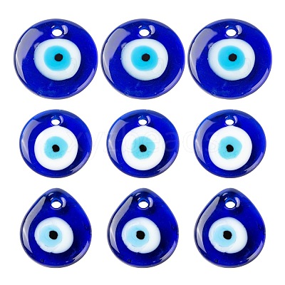 12Pcs 3 Style Handmade Lampwork Evil Eye Pendants LAMP-LS0001-15-1