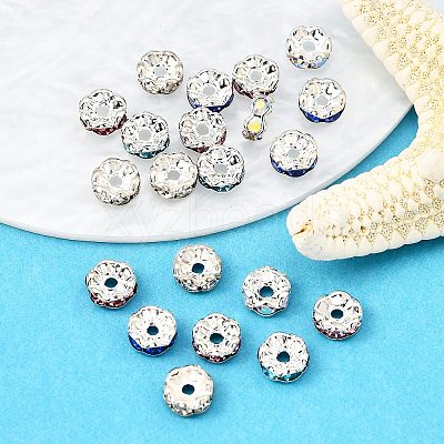 Brass Rhinestone Spacer Beads X-RB-A014-L7mm-S-1