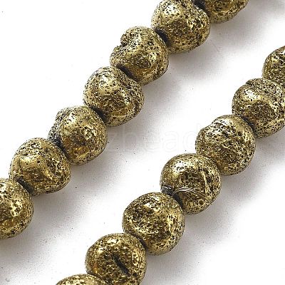 Electroplated Natural Lava Rock Beads Strands G-A251-D01-01D-1