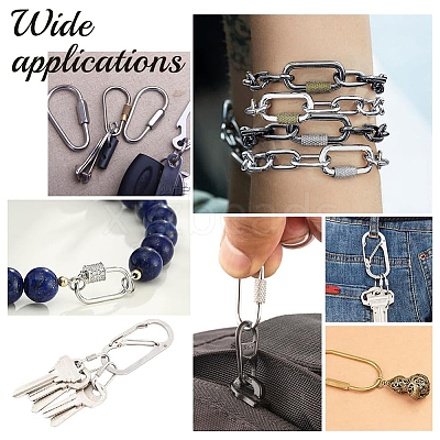 6Pcs 3 Colors Brass Screw Carabiner Lock Charms KK-UN0002-05-1