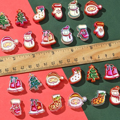 24Pcs 12 Styles UV Plating Acrylic Beads FIND-FS0002-65-1