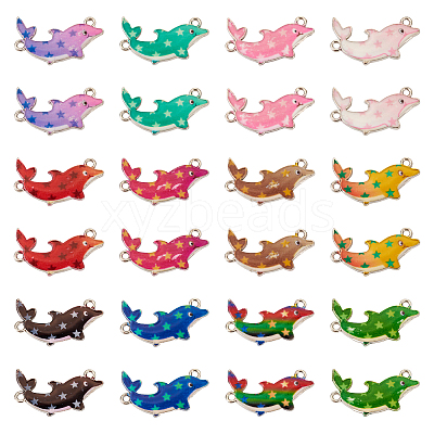 48Pcs 12 Colors Alloy Enamel Connector Charms ENAM-TA0001-60-1