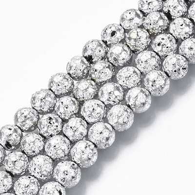 Electroplated Natural Lava Rock Beads Strands G-S352-30B-06-1