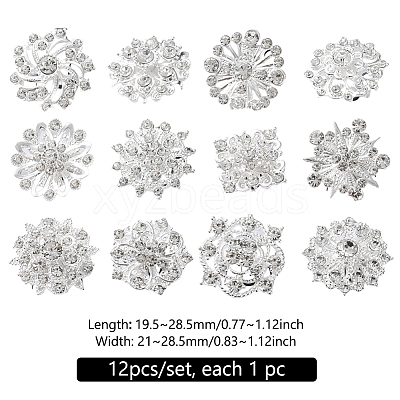 Rhinestone Brooch with Alloy Findings JEWB-WH0020-01-1