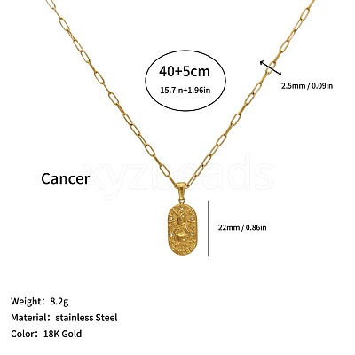 304 Stainless Steel Zodiac Constellation Pendant Paperclip Chain Necklaces ZP0058-6-1