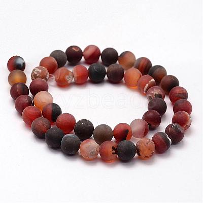 Frosted Natural Agate Beads Strands G-F365-8mm-01-1