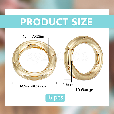 6Pcs Brass Spring Gate Rings KK-BC0014-90-1