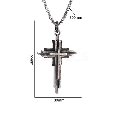 Religion Alloy Layered Cross Pendant Necklaces for Unisex WG392DA-01-1
