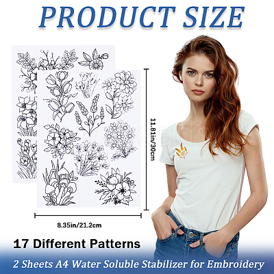 PVA Water-soluble Embroidery Aid Drawing Sketch DIY-WH0514-020-1