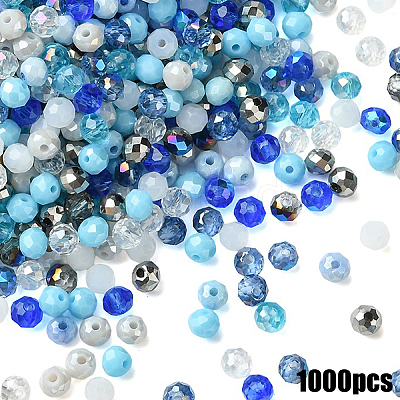1000Pcs 10 Colors Electroplate Transparent Glass Beads EGLA-YW0005-72B-1