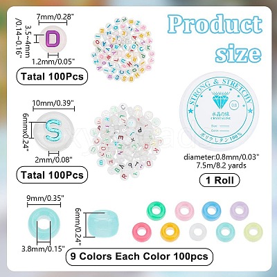 DIY Luminous Flat Round Plastic & Acrylic Beads Bracelet Kits DIY-AR0004-15-1