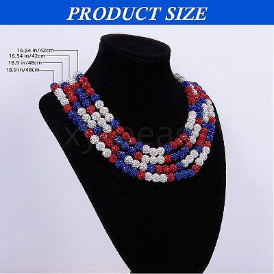 Polymer Clay Rhinestone Round Beaded Necklaces NJEW-SW00049-04-1
