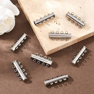Non-Tarnish 4-Strands 304 Stainless Steel Slide Lock Clasps LS-STAS-H402-35P-01-1