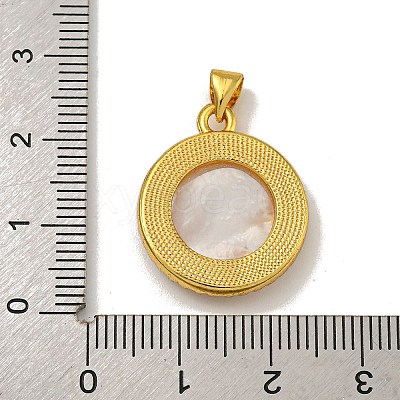 Rack Plating Brass Micro Pave Clear Cubic Zirconia Flat Round Pendants KK-U025-10G-06-1