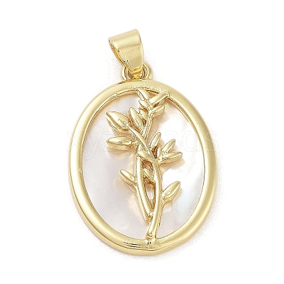Rack Plating Brass Pave Shell Pendants KK-Z064-28G-01-1