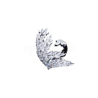 Olive Branch Brass Micro Pave Clear Cubic Zirconia Cuff Rings FS-WG54664-02-1