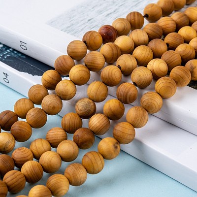 Natural Wood Beads Strand X-WOOD-F006-01-8mm-1