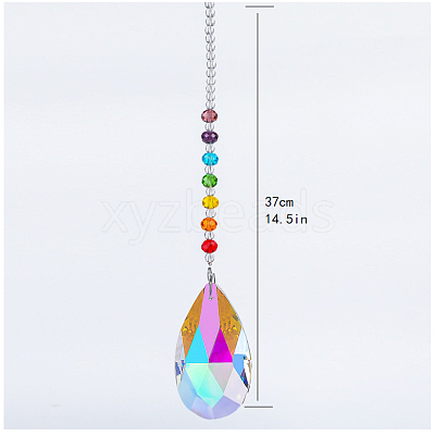 Chakra Theme K9 Crystal Glass Big Pendant Decorations HJEW-PW0001-019C-1