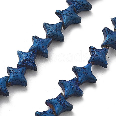 Electroplated Natural Lava Rock Beads Strands G-A251-C01-01H-1
