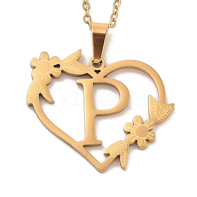 PVD Vacuum Plating 201 Stainless Steel Pendant Necklaces NJEW-R267-02P-G-1