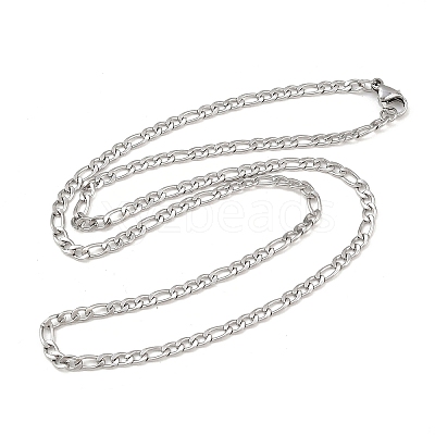 Tarnish Resistant Smooth Surface 304 Stainless Steel Figaro Chain Necklace Making STAS-A028-N022P-1