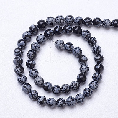 Natural Snowflake Obsidian Beads Strands G-D855-11-8mm-1
