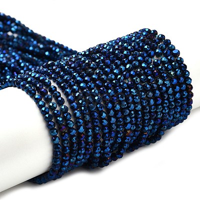 Electroplate Glass Beads Strands GLAA-H021-01B-FP03-1