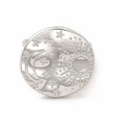 Non-Tarnish 304 Stainless Steel Sun & Moon Planet Open Cuff Ring for Women RJEW-B027-20P-1