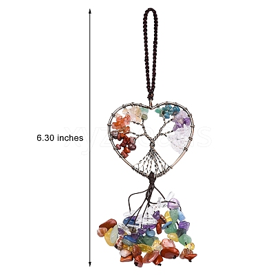 Wire Wrapped Chips Natural Gemstone Big Pendant Decorations HJEW-SZ0001-25D-1