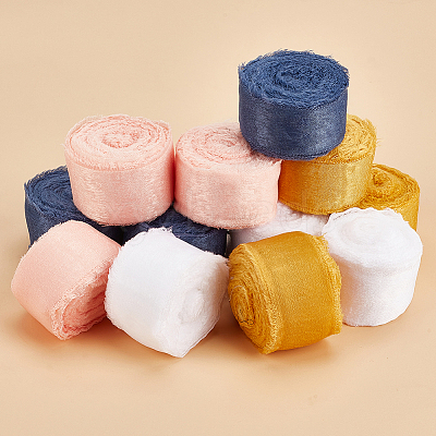 5 Rolls 5M Satin Frayed Ribbon SRIB-DR0001-01B-1