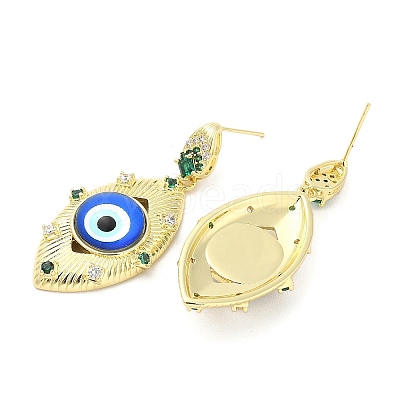 Rack Plating Brass Micro Pave Clear Cubic Zirconia Stud Earrings for Women EJEW-M260-23G-1