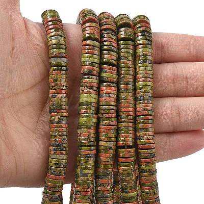 Natural Unakite Beads Strands G-G329-B04-8x1mm-1