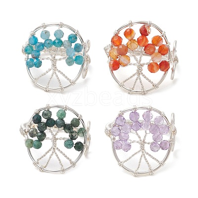 Natural Gemstone Beads with Solid Round Brass Beads and Eco-Friendly Copper Wire Rings RJEW-TA00183-1