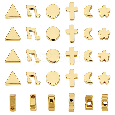 36Pcs 6 Styles Brass Beads KK-TA0002-07-1