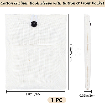 Cotton & Linen Book Sleeve with Button & Front Pocket ABAG-WH20005-14B-01-1