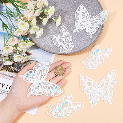 12Pcs 2 Style Butterfly Laser Effect Sequin Appliques PATC-GF0001-10-1