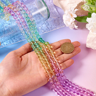 2 Strands Baking Paint Transparent Glass Beads DGLA-TA0001-20F-1