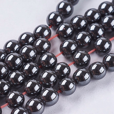 Non-magnetic Synthetic Hematite Bead Strands G-R193-19-4mm-1