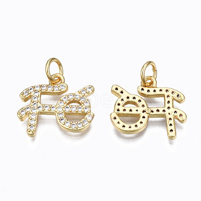 Brass Micro Pave Clear Cubic Zirconia Charms ZIRC-N039-142-NF-1